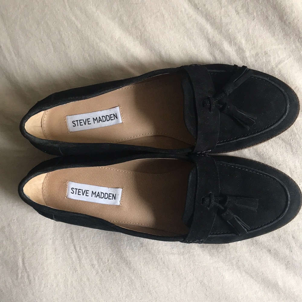 Steve Madden Makenzie Black Suede Loafers womens 8